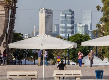 TEL AVIV, ISRAEL - CIRCA MAYIS 2018: İsrail 'deki Tel Aviv' in güzel manzarası Mayıs 2018 civarında Tel Aviv 'de.