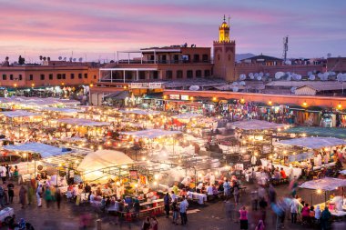 MARRAKESH, MOROCCO - CIRCA EPTEMBER 2014: Jamaa el Fna in Marrakesh circa Eylül 2014.