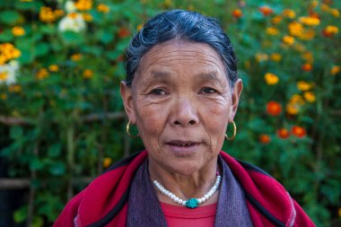 CHHEPLUNG, NEPAL - CIRCA ECTOBER 2013: Nepalli kadın Ekim 2013 dolaylarında Chheplung 'da.