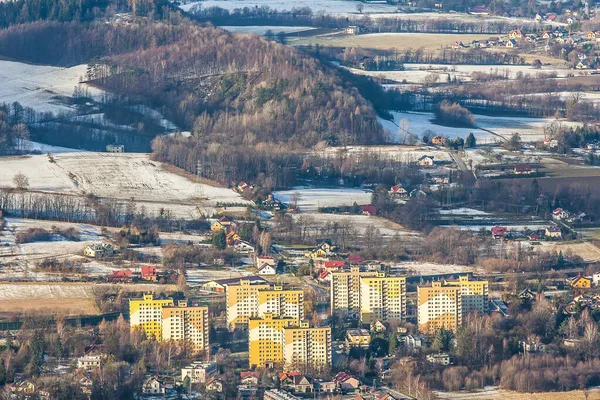 Tolle Aussicht Auf Die Schönen Beskiden Slaski Von Rownica — Stockfoto