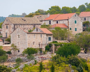 Hırvatistan 'ın Hvar adasındaki Selca' nın güzel manzarası.