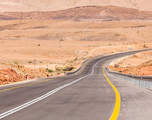 Вид Дорогу Через Пустыню Негев Израиле — стоковое фото