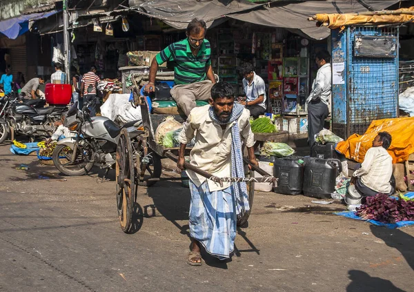 Calcutta Inde Circa Novembre 2013 Pousse Pousse Dans Rue Calcutta — Photo