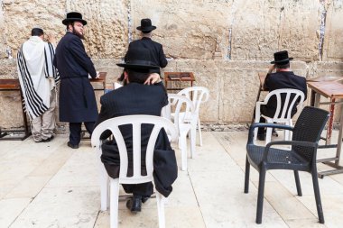 JERUSALEM, ISRAEL - CIRCA MAYIS 2018: Kudüs 'teki Batı Duvarı manzarası, İsrail yaklaşık Mayıs 2018' de Kudüs 'te.