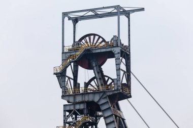 RUDA SLASKA, POLAND - CIRCA SEPTEMBER 2019: Industrial face of the Bielszowice coal mine circa September 2019 in Ruda Slaska. clipart