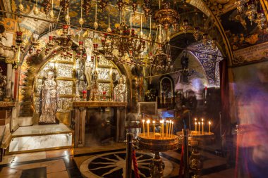 JERUSALEM, ISRAEL - CIRCA MAYIS 2018: Kutsal Mezar Kilisesi
