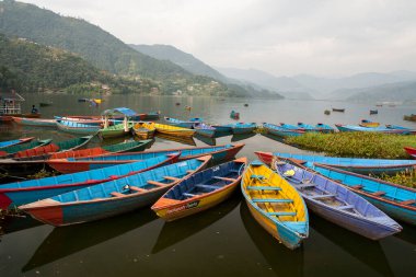 POKHARA, NEPAL - CIRCA NOVEMBER 2013: Kasım 2013 sıralarında Pokhara 'da göl manzarası.