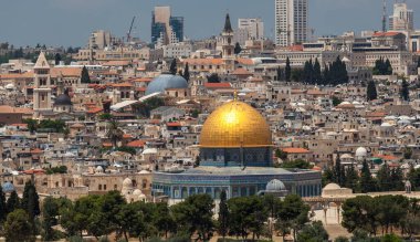 JERUSALEM, ISRAEL - CIRCA MAYIS 2018: Kudüs şehrinin muhteşem manzarası Mayıs 2018 'de Kudüs' te.