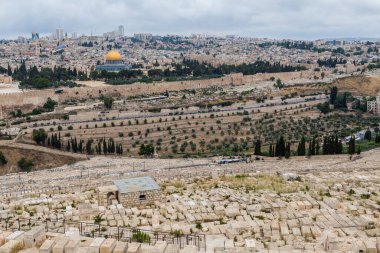 JERUSALEM, ISRAEL - CIRCA MAYIS 2018: Kudüs şehrinin muhteşem manzarası Mayıs 2018 'de Kudüs' te.