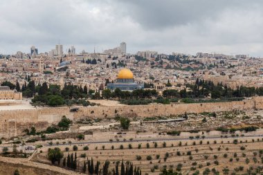 JERUSALEM, ISRAEL - CIRCA MAYIS 2018: Kudüs şehrinin muhteşem manzarası Mayıs 2018 'de Kudüs' te.