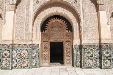 MARRAKECH, MOROCCO - CIRCA Eylül 2014: The Ben Youssef Madrasa Eylül 2014 'te Marakeş' te.