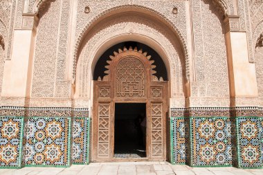 MARRAKECH, MOROCCO - CIRCA Eylül 2014: The Ben Youssef Madrasa Eylül 2014 'te Marakeş' te.
