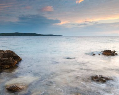Hırvatistan 'ın Hvar adasında Zavala' dan güzel manzara.