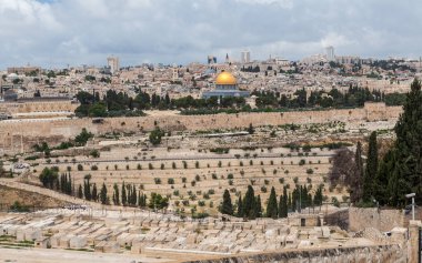 JERUSALEM, ISRAEL - CIRCA MAYIS 2018: Kudüs şehrinin muhteşem manzarası Mayıs 2018 'de Kudüs' te.