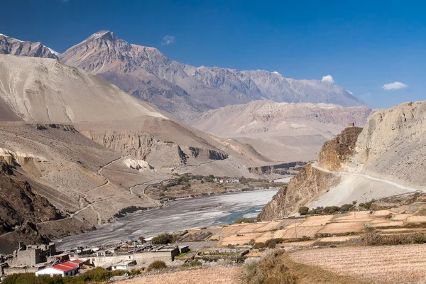 Kagbeni Nepal Circa Noviembre 2013 Vista Del Himalaya Rodeó Pueblo — Foto de Stock