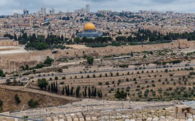 JERUSALEM, ISRAEL - CIRCA MAYIS 2018: Kudüs şehrinin muhteşem manzarası Mayıs 2018 'de Kudüs' te.