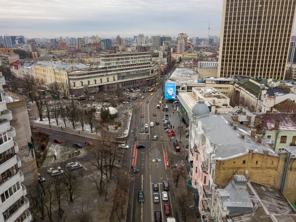 Strada Della Città Kiev Tempo Nuvoloso Vista Aerea Drone — Foto Stock