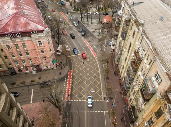 City Street Kiev Cloudy Weather Aerial Drone View — Stock Photo, Image