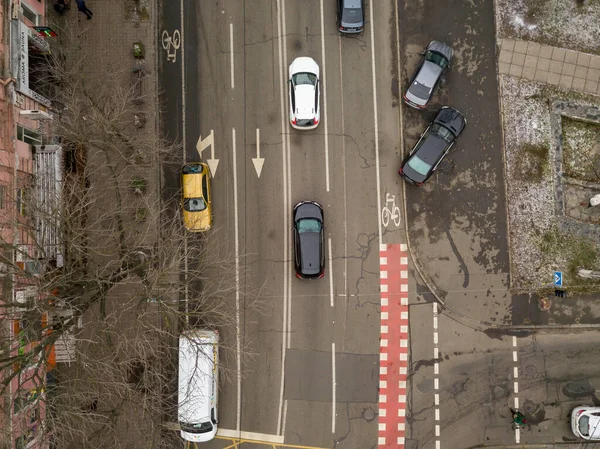 City Street Kiev Cloudy Weather Aerial Drone View — Stockfoto