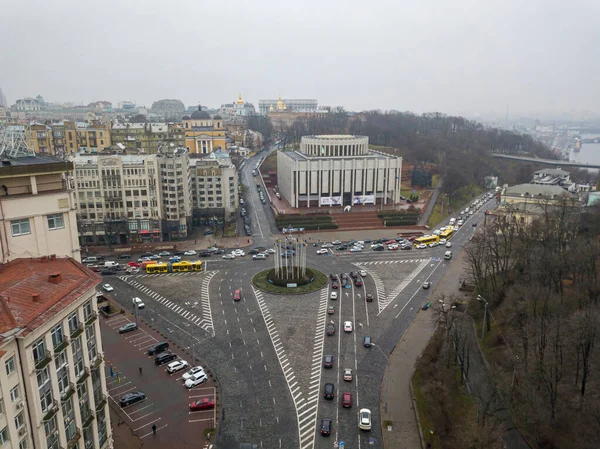 Calle Ciudad Kiev Otoño Vista Aérea Del Dron — Foto de Stock