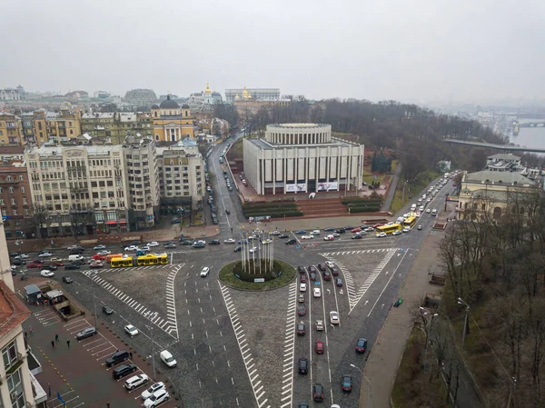 Город Улица Киеве Осенью Воздушный Беспилотник — стоковое фото