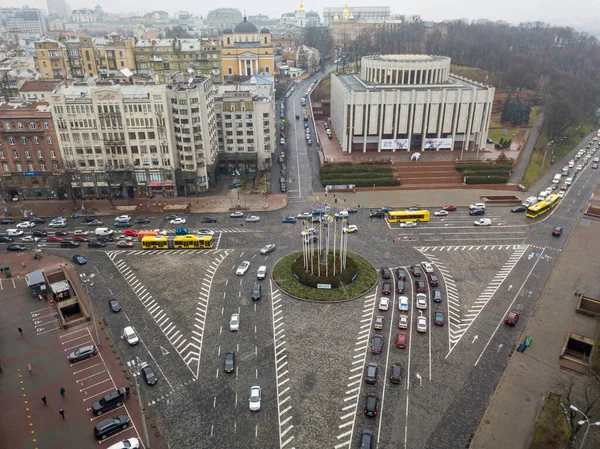 Calle Ciudad Kiev Otoño Vista Aérea Del Dron — Foto de Stock