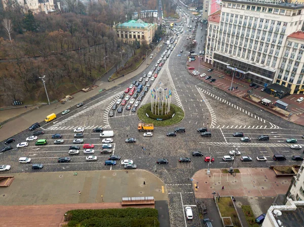 Calle Ciudad Kiev Otoño Vista Aérea Del Dron — Foto de Stock