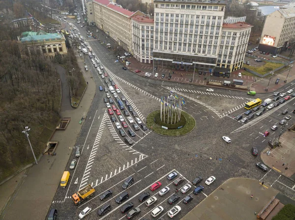 Calle Ciudad Kiev Otoño Vista Aérea Del Dron — Foto de Stock