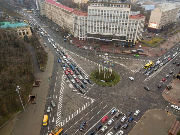 Městská Ulice Kyjevě Podzim Zobrazení Leteckých Dronů — Stock fotografie