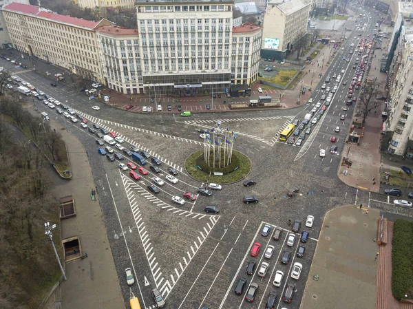 Calle Ciudad Kiev Otoño Vista Aérea Del Dron — Foto de Stock