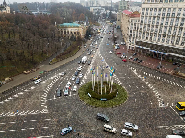 Calle Ciudad Kiev Otoño Vista Aérea Del Dron — Foto de Stock