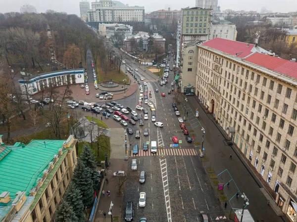 Calle Ciudad Kiev Otoño Vista Aérea Del Dron — Foto de Stock