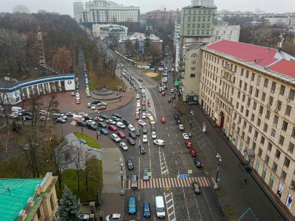 Calle Ciudad Kiev Otoño Vista Aérea Del Dron — Foto de Stock