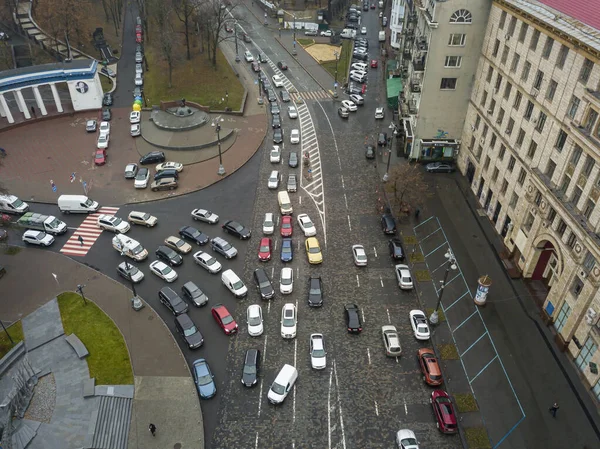 Міська Вулиця Києві Восени Повітряний Дрон — стокове фото