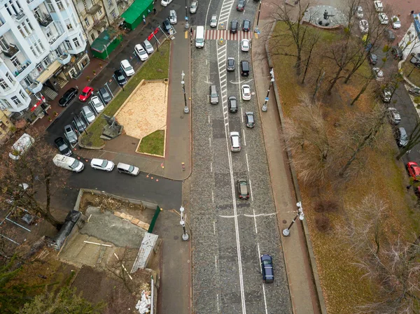 Městská Ulice Kyjevě Podzim Zobrazení Leteckých Dronů — Stock fotografie