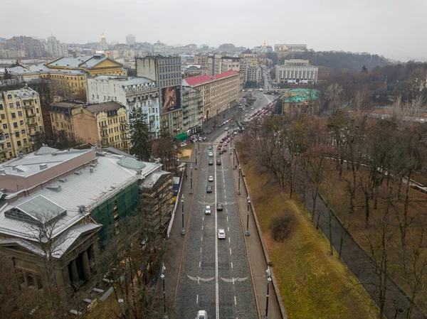 Міська Вулиця Києві Восени Повітряний Дрон — стокове фото