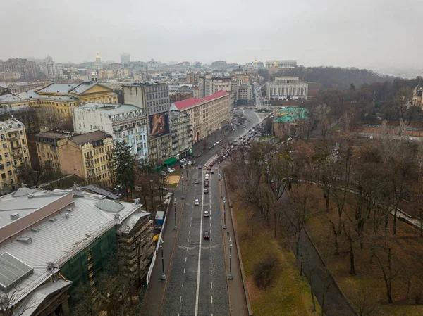 Calle Ciudad Kiev Otoño Vista Aérea Del Dron — Foto de Stock