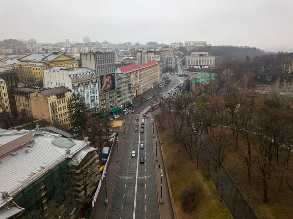 Calle Ciudad Kiev Otoño Vista Aérea Del Dron — Foto de Stock