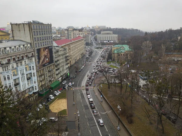 Город Улица Киеве Осенью Воздушный Беспилотник — стоковое фото