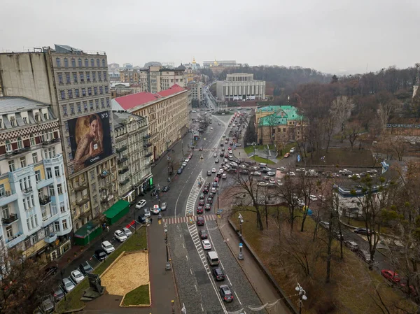 Calle Ciudad Kiev Otoño Vista Aérea Del Dron — Foto de Stock