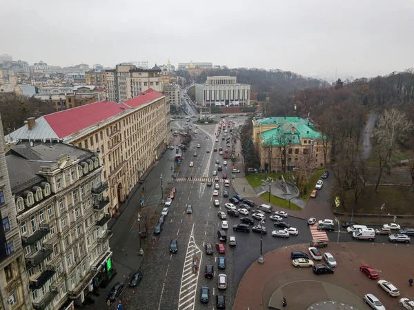 Calle Ciudad Kiev Otoño Vista Aérea Del Dron — Foto de Stock