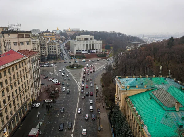 Calle Ciudad Kiev Otoño Vista Aérea Del Dron — Foto de Stock