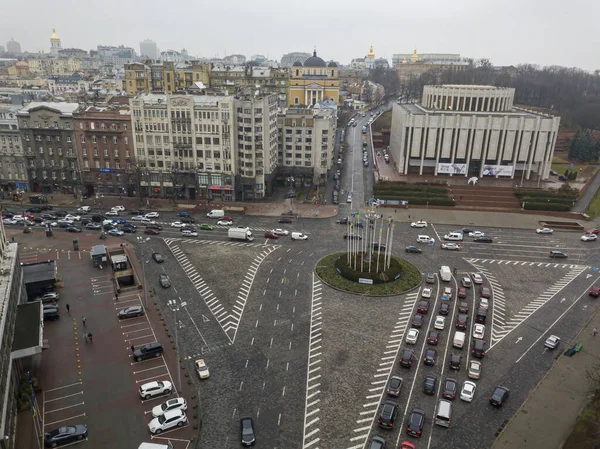 Calle Ciudad Kiev Otoño Vista Aérea Del Dron — Foto de Stock