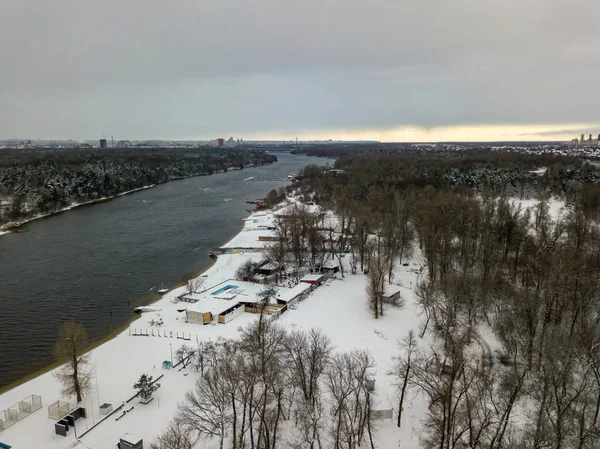 River City Snowy Winter Aerial Drone View — Stock Photo, Image