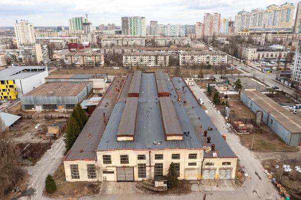 Old Building Industrial Plant Kiev Aerial Drone View — Stock Photo, Image