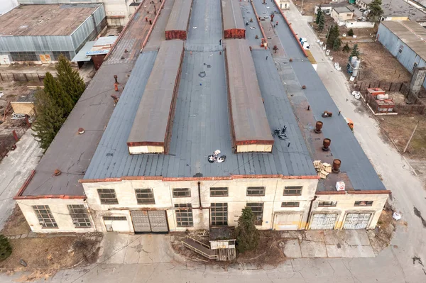 Antigua Construcción Una Planta Industrial Kiev Vista Aérea Del Dron —  Fotos de Stock