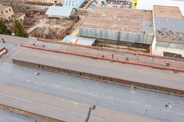 Techo Del Antiguo Edificio Planta Industrial Kiev Vista Aérea Del —  Fotos de Stock