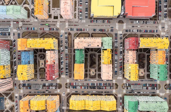 Many Multi Colored Residential Buildings Kiev Cloudy Weather Aerial Drone — Stock Photo, Image