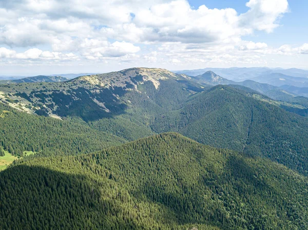 High Mountains Ukrainian Carpathians Sunny Weather Aerial Drone View — Stock Photo, Image