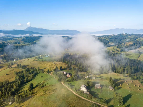 Ukrainische Karpaten Einem Sommermorgen Drohnenblick Aus Der Luft — Stockfoto